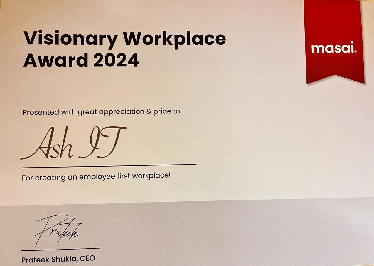 Visionary Workplace awarded by Masai to Ashit